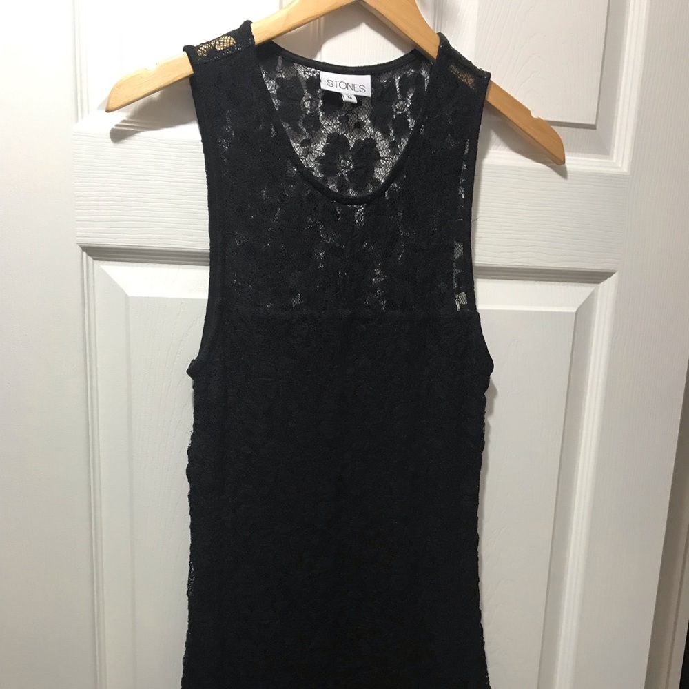 Black lined, lace bodycon dress